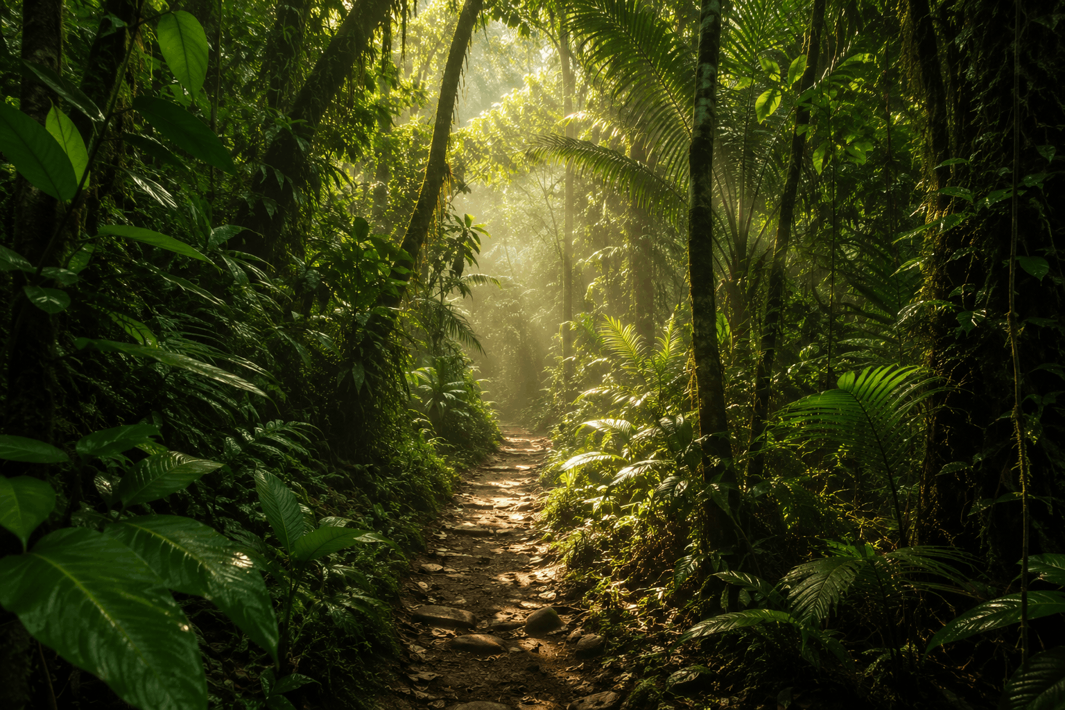 Jungle path through forest